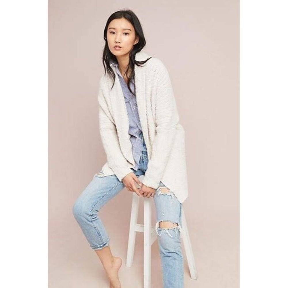 Anthropologie Sleeping on Snow Wool Alpaca Mustard Yellow Cardigan Sweater - Picture 5 of 11